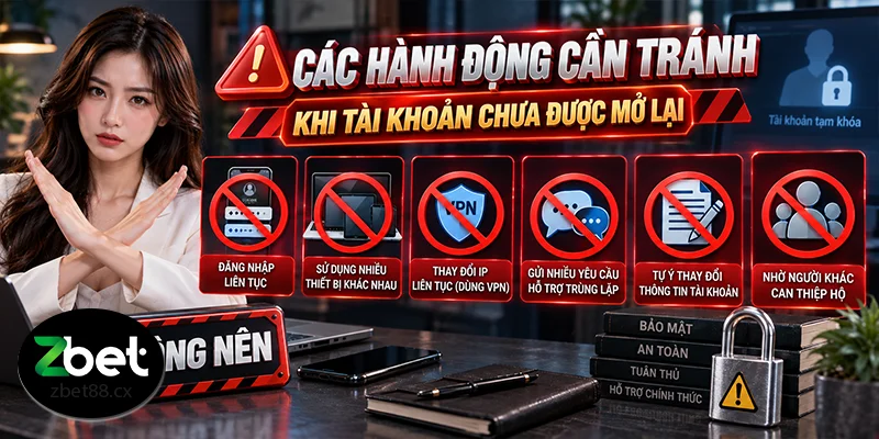 Các hành động cần tránh khi tài khoản chưa được mở lại
