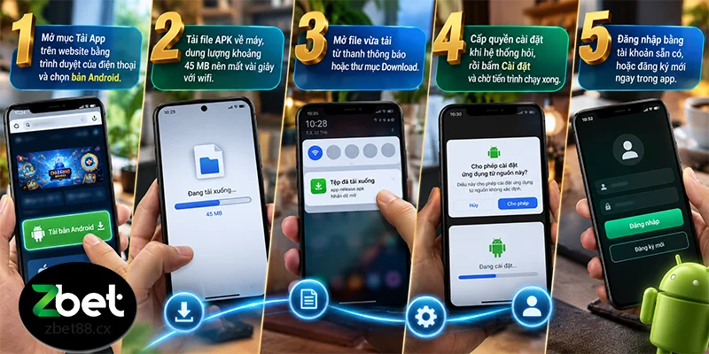 Các bước cài đặt file APK của app trên điện thoại Android